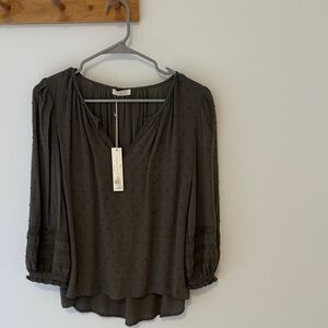 NWT Lovestitch Olive colored Blouse Size S.